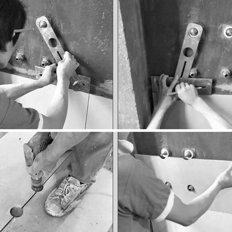 Strumenti di misura manuali di punzonatura regolabili per righello per localizzatore di fori per piastrelle in ceramica in acciaio inossidabile multifunzione per lavori decorati in casa
