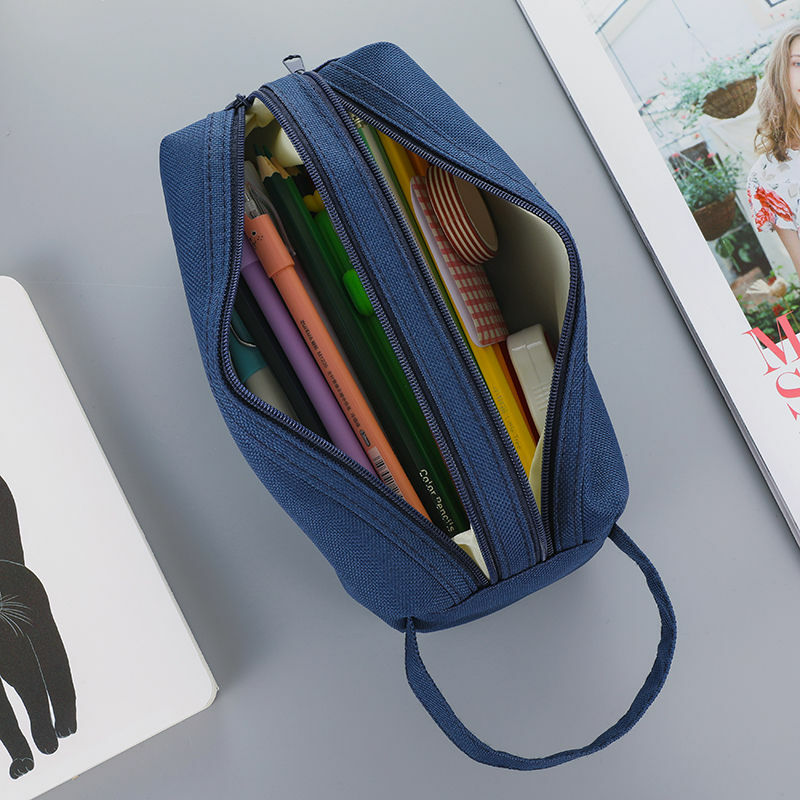 Trousse à crayons en tissu de grande capacité, sac de papeterie scolaire et de bureau, boîte à stylos créative, 05089