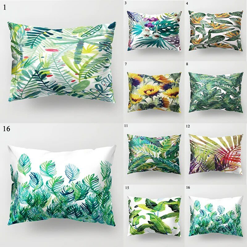 Housse de coussin rectangulaire en Polyester, imprimée de plantes tropicales, décoration de la maison, canapé, 30x50cm