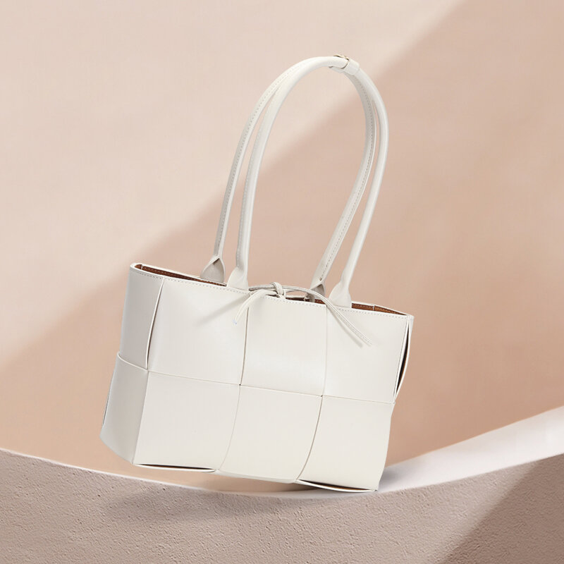 Элегантный Тканый дизайн, женская сумка через плечо 2020, тканая сумка из натуральной кожи, Женская Офисная сумка через плечо, сумка-тоут