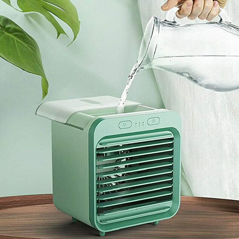 Rechargeable Desk Fan Home Mini Air Conditioner Portable Air Cooler USB Personal Space Cooler Water-Cooled Fan Air Cooling Fan