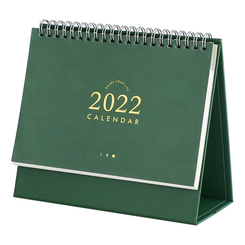2022 Kumparan Logam Kalender Meja Portabel Jadwal Sederhana Ornamen Desktop untuk Rumah Ruang Tamu Meja Kantor Kalender H-terbaik