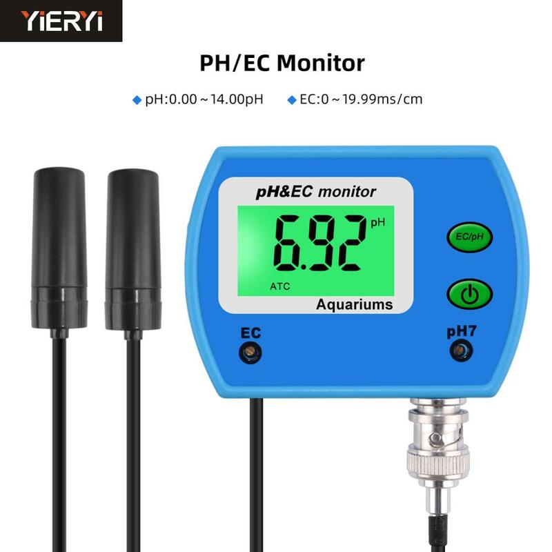 Meteran EC Meteran PH 2 In 1 Profesional untuk Akuarium Multiparameter Monitor Kualitas Air Monitor PH/EC Online Acidometer