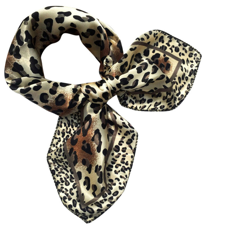 Bufanda de seda de poliéster multifunción para mujer, chal de rayas impresas elegantes, Cuadrado y pequeño de satén informal, 50x50cm