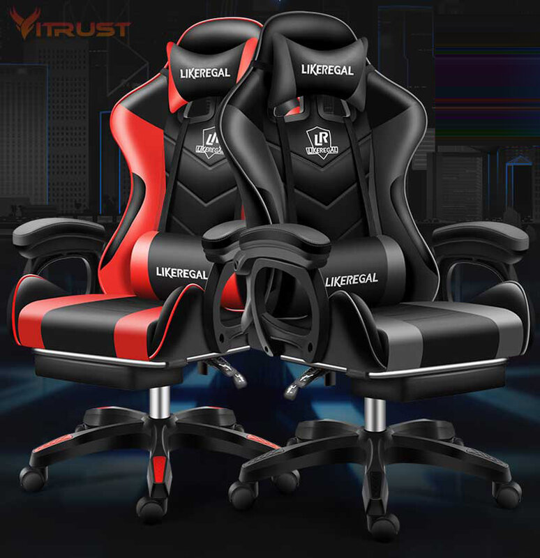 Chaise de bureau ergonomique de style gaming et racing, siège de course avec appui-tête amovible et dossier haut