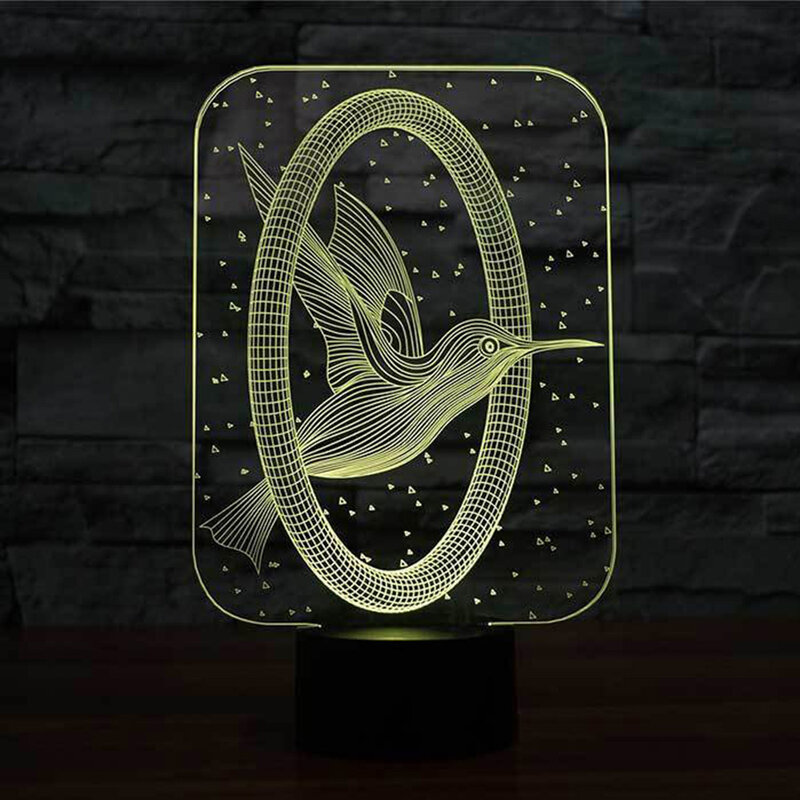Acryl Kolibrie 3d Illusion Nachtlampje 7 Kleuren Veranderen Led Usb Desk Tafellamp Voor Kinderen Gift Thuis Slaapkamer Decortions