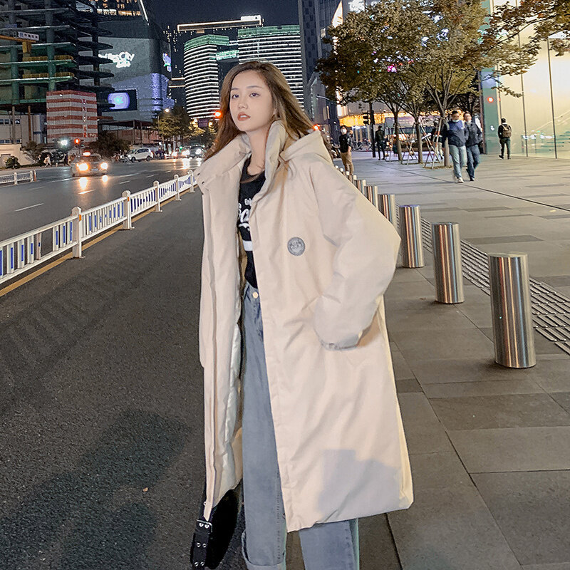 Damskie średniej długości luźne Ins styl Hong Kong bawełny kurtka damska nowy gruby dół narzędzi Parker corporation i organizacje Parker bawełniana kurtka fala
