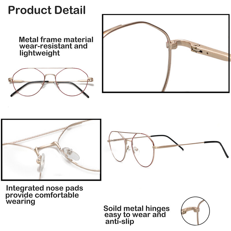 Metalowe nieregularne wielokąta okulary dla krótkowzrocznych kobiet mężczyzn okulary korekcyjne okulary przezroczyste soczewki anty-niebieskie światło okulary blokujące