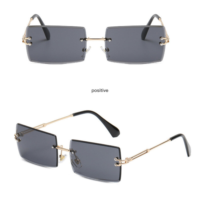 2021 Retro Sonnenbrille Frauen Marke Designer Mode Randlose Gradient Sonnenbrille Shades Schneiden Objektiv Damen Rahmenlose Brillen