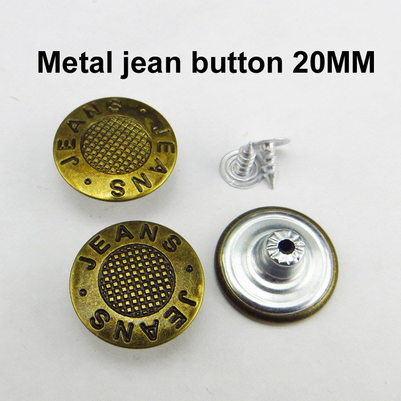 30 pçs misturadas calças de brim de metal para o botão 20mm costura acessórios de roupas calças se encaixa decoração JMB-023