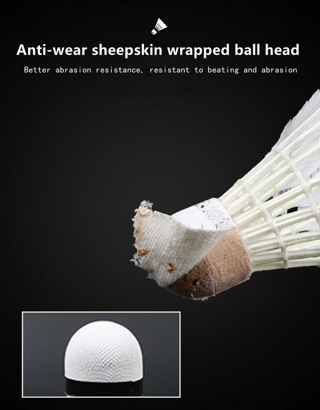 Ballon de Badminton en plumes d'oie blanc, 12 pièces, balle d'entraînement Durable pour le Sport