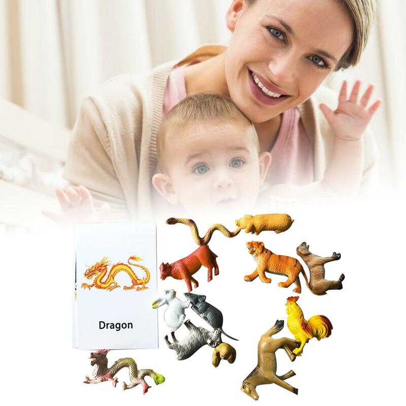 Animale cognitivo Inglese Carta Giocattoli Educativi di Apprendimento Degli Animali Figure con Contenitore di Regali per I Bambini