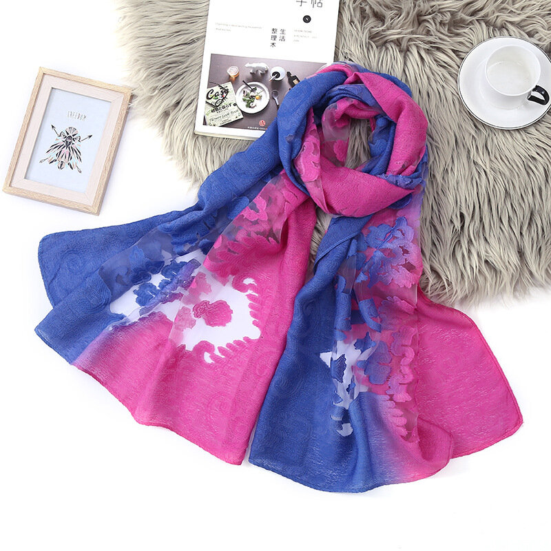 Hollow Out Gradient Scarf Korean Style Tie-Dyed Pattern Fashion Sunscreen Sweet Female All-Match Gifts Temperament Adults Shawls