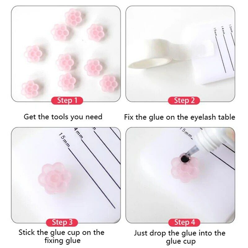 100Pc 7 in1 Flower Beauty Eyelash Extension Glue Cups Epoxy Cup Delay Cup Grafting Eyelash Tool Tattoo Adhesive Pigment Cups