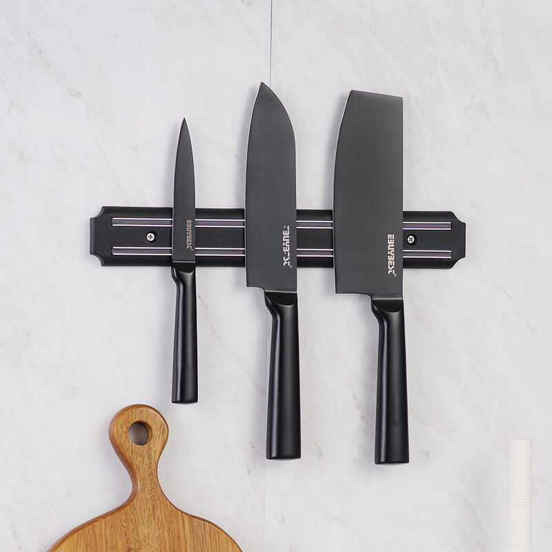 Ebuybest faca ímã titular montagem na parede preto abs plástico para aço inoxidável faca de metal magnético titular da faca ferramentas de cozinha