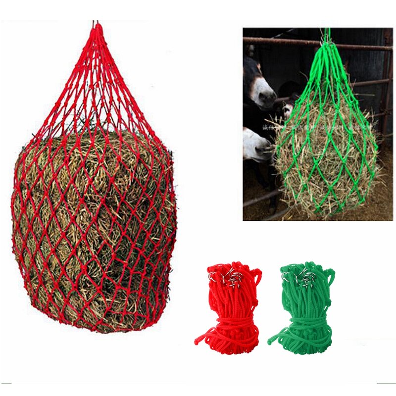 83cm rete da fiaba piccola rete da fieno forata attrezzatura da granaio durevole prodotti per la cura del cavallo a prova di muffa rosso/verde
