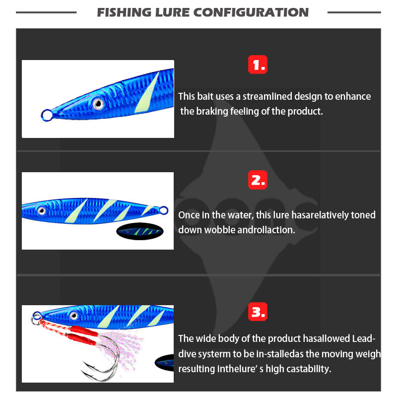 Jig Mồi Dụ Cá 60-80G Bass Đánh Chìm Pesca Accesorios 3 Leurre Brochet Cá Phát Sáng Trong Bóng Tối Cau nhân Tạo Angeln Thiết Bị