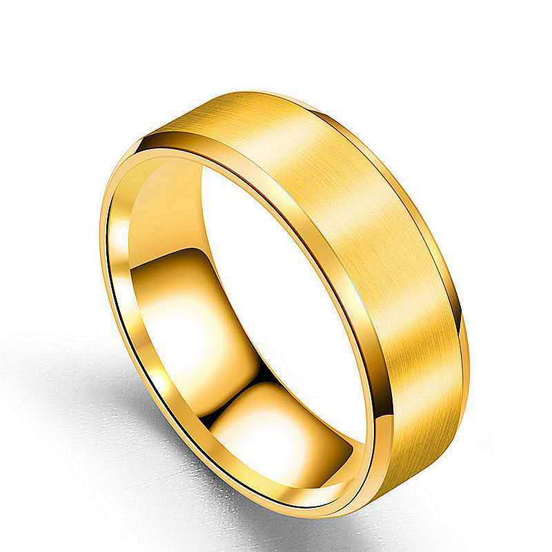 Popular jóias de aço inoxidável duplo bisel fosco anel masculino suave escovado titânio anel de aço