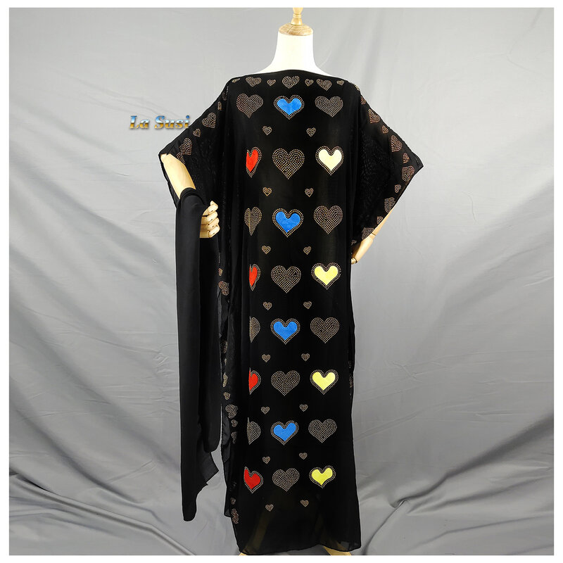 Coloful Design African Dresses for Woman Abaya Dubai Muslin Long Robe Islamic African Cotton Clothing Plus Size LD425
