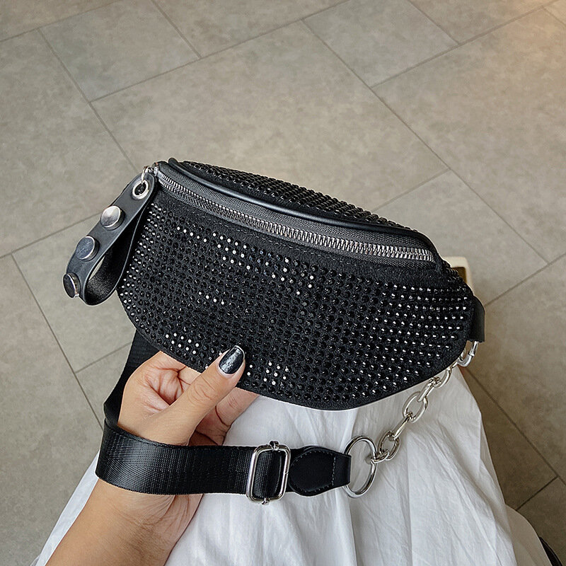 2021 spring/summer new diamond bag with diamond chain for women cross-body bag full diamond chest bag with diamond purse