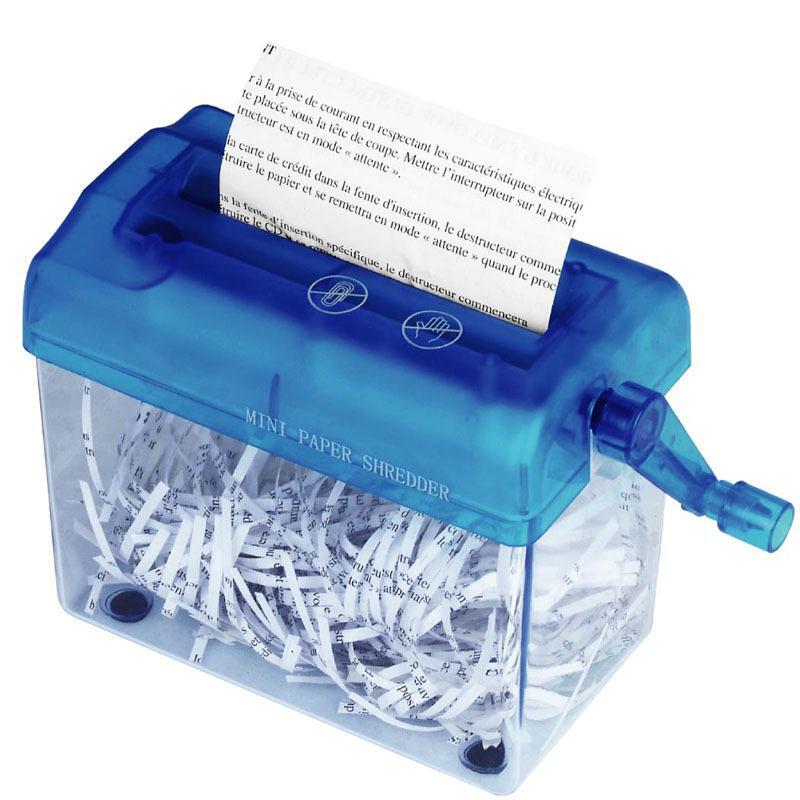 Minimáquina trituradora de papel Manual A6, trituradora de papel azul, destructor, cortadora de documentos, para oficina y hogar