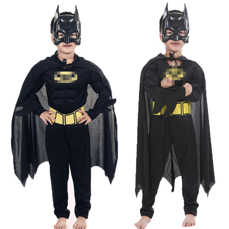 Dzieci wampir mięśni batman kostiumy i maski Cape Boy Superhero Cosplay Halloween bal przebierańców Superman kostium