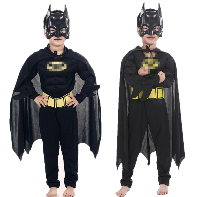 Kinderen Vampire Spier Batman Kostuums & Maskers Cape Jongen Superhero Cosplay Halloween Maskerade Partij Superman Kostuum