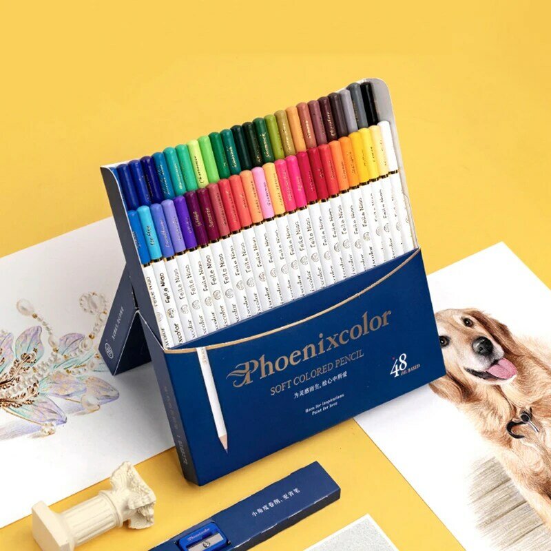 Phoenioxcolor 72 cores de madeira óleo colorido lápis cor pastel desenho lápis conjunto esboço lápis apontador escola arte suprimentos