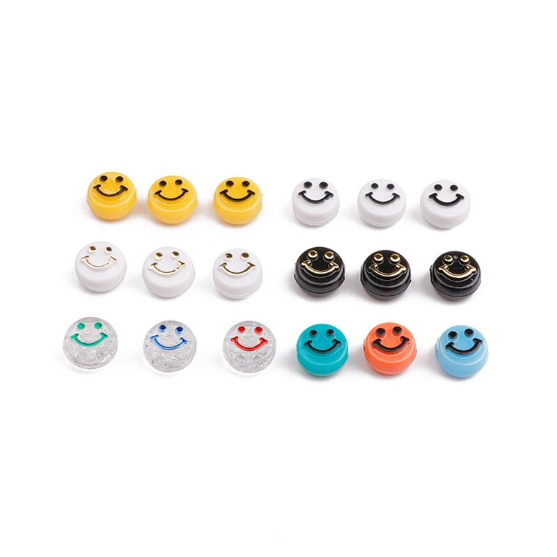 50 acrylic smiling face round flat bead loose beads DIY handmade bracelet accessories manufacturers wholesale