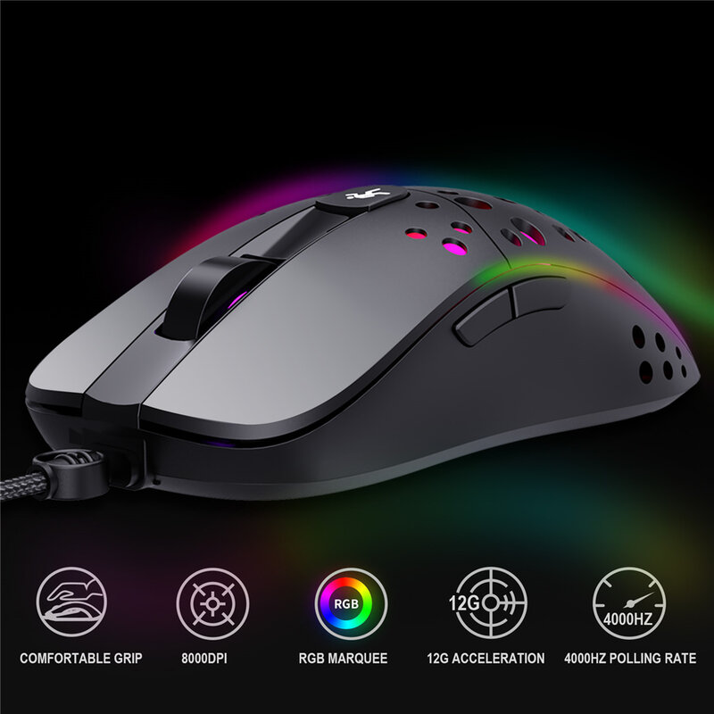 Gaming Mouse 6D 8000DPI Adjustable Wired Mouse Macro Programming Mouse Gamer Optical LED Computer Mice