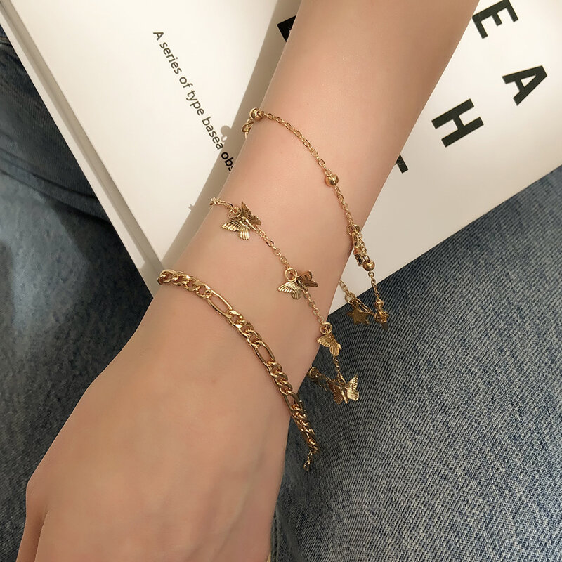 Set di braccialetti farfalla da donna Lightning XINGX bracciale multi-elemento in metallo accessori semplici testurizzati bracciali per donna