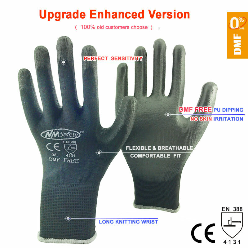 Gants de travail pour le revêtement de paume en PU, 24 pièces/12 paires, gants de protection de sécurité en Nitrile, fournisseurs professionnels