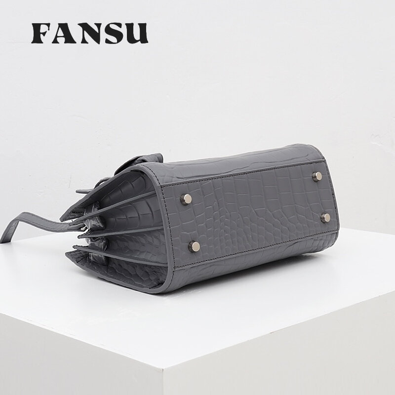 FANSU-Bolso de mano sencillo y a la moda para mujer, bandolera de cuero con patrón de cocodrilo, de gran capacidad, para negocios