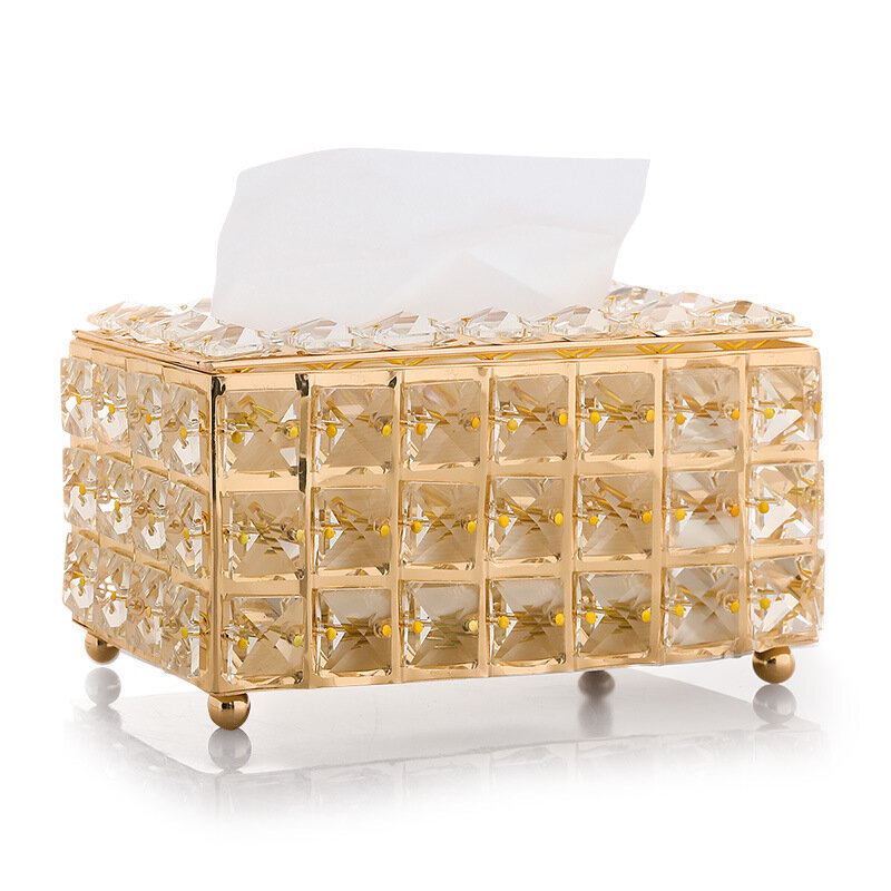 Rhinestone Tissue Box Paper Rack Office Table Accessories Facial Case Holder Napkin Tray for Home Hotel Car