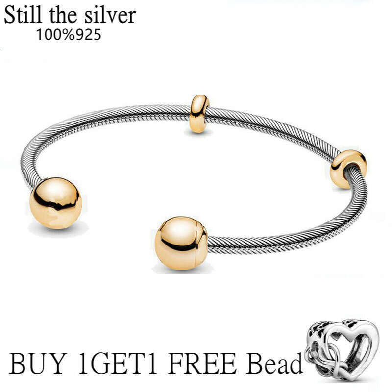 2021 Hot sale Real 100% 925 Sterling Silver pan Bracelets Snake Chain Charms Bracelet Fit Original open For Women DIY Jewelry