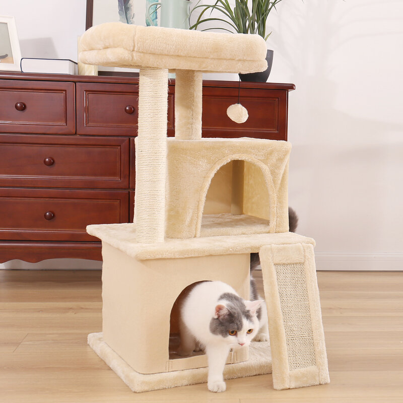 NEW TY consegna domestica Cat Tree torre per gatti di lusso con doppi appartamenti ampio pesce persico completamente avvolto tiragraffi Sisal Post e