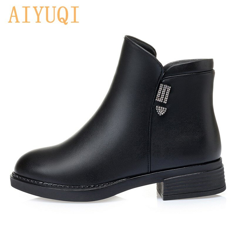 AIYUQI Short Boots Women Wool Winter New 2022 Shiny Large Size Women Winter Boots Middle-aged Mother Snow Boots