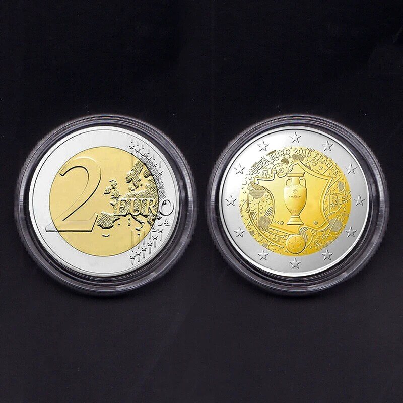 France 2 Euro 2016 Football Game 100% Real Genuine Original Coin Comemorative Coin Collection Rare Unc 1pcs coin