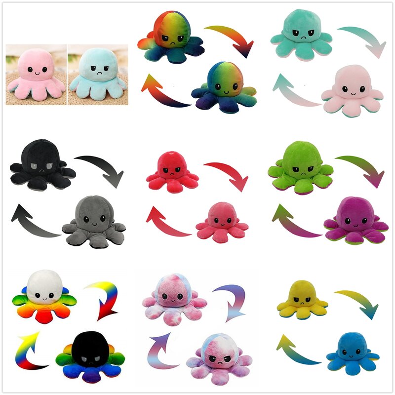 인형 박제 감정적 인 새로운 플립 플러시 용품 홈 인형 플립 용품 양면 홈 장난감 키즈 pulpo Octopus Crossing