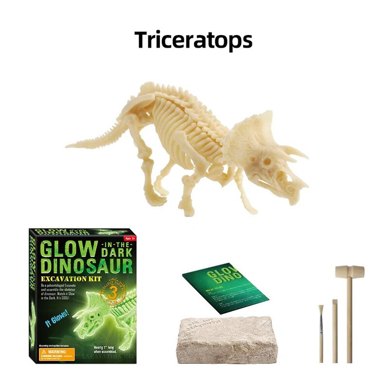Dinosauro fluorescente per giocattoli per bambini Kit di scavo Dino scavo bambini asilo luminoso bagliore nel buio giocattoli