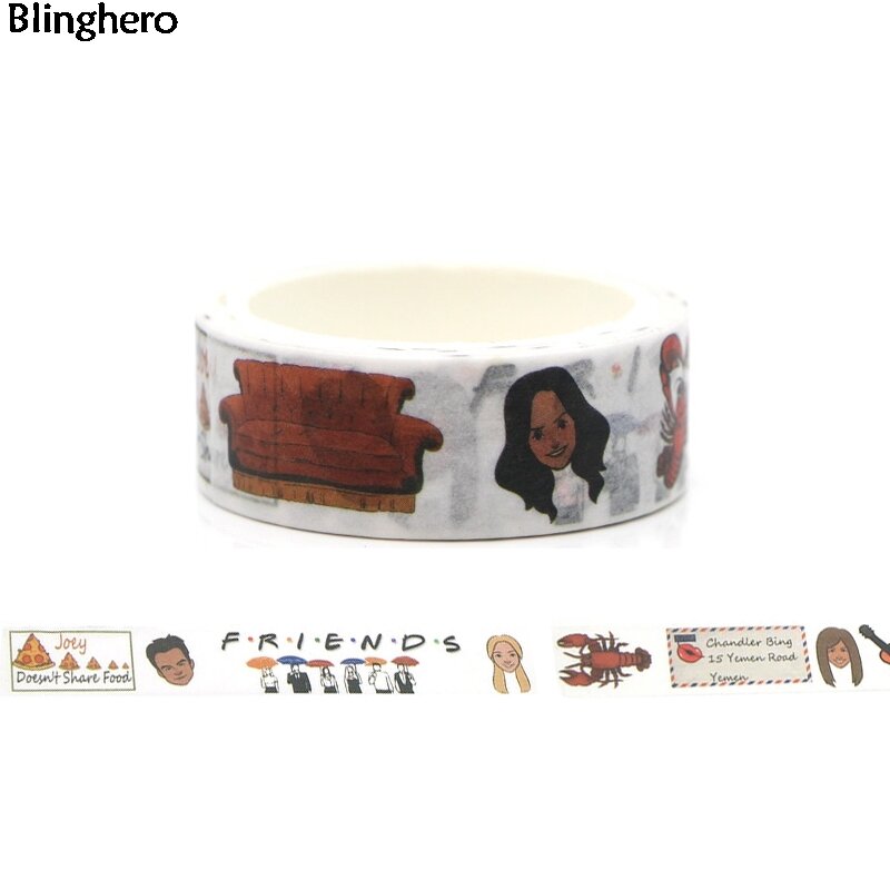 Blinghero 友人 15 ミリメートル × 5 メートル装飾和紙テープおかしい粘着テープ Diy マスキングテープ印刷テープスクラップブッキングステッカー BH0003