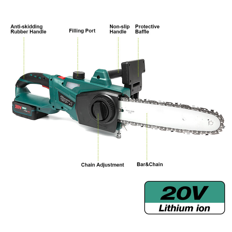 20V Cordless Chainsaw Chain Saw Wood Cutter Hedge Trimmer Grass Trimmer Extension Pole