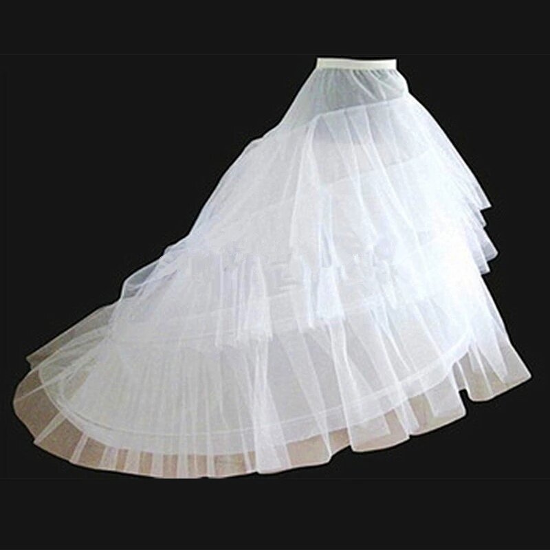 Sexy Gathered Romantic Wedding Bridal Petticoat Crinoline Underskirt with Sweep Train Bride Wedding Petticoats