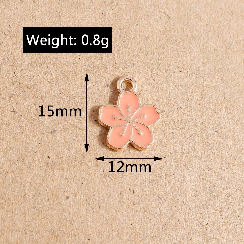 エナメルの花の形をしたチャーム,10個,12x15mm,ジュエリー作り用,6色,合金チャーム,ペンダント,クラフトアクセサリー