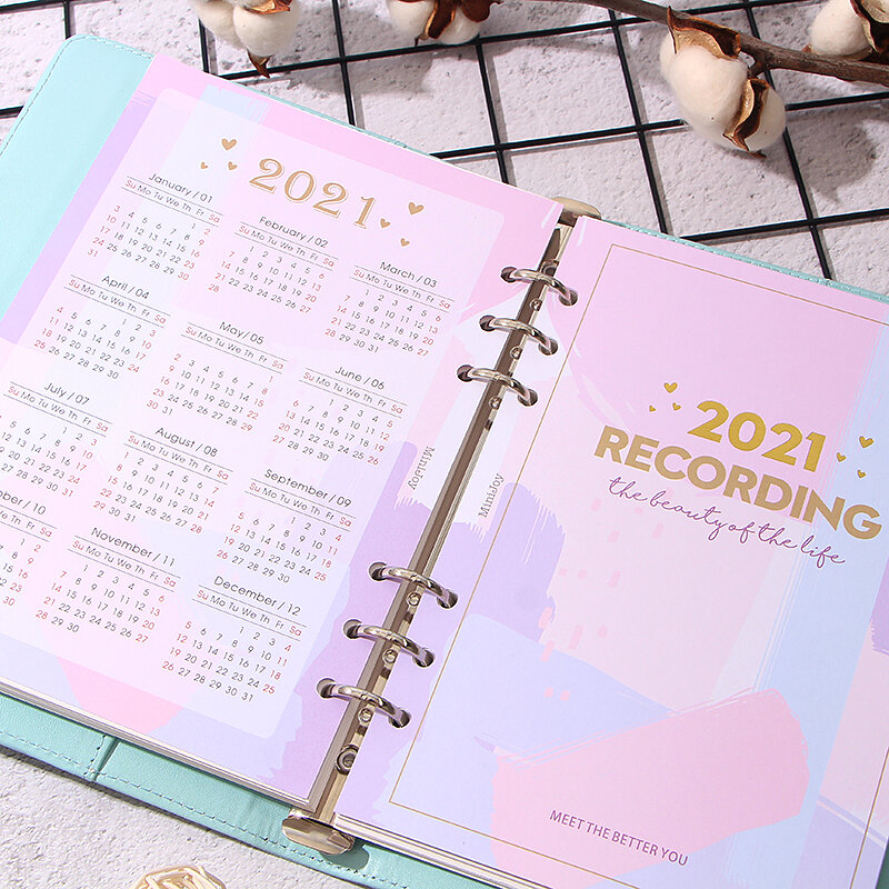 2021 Kalender Index Divider untuk 6 Lubang Diary Binder Bulan Planner Notebook A5 A6 Susunan Acara Halaman Dalam Kartu
