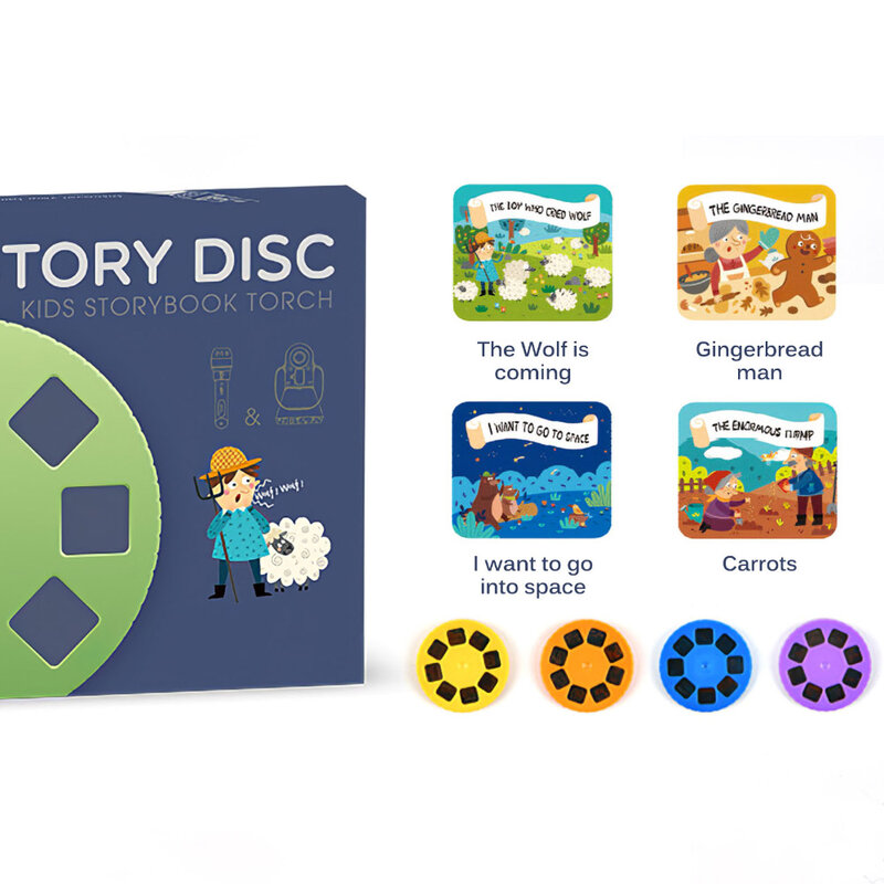 Mainan Edukasi Pembelajaran Anak-anak Proyektor Cerita Anak-anak Kaleidoskop Lampu Mainan Bayi Menyala Malam Proyektor Cakram Film Bercahaya