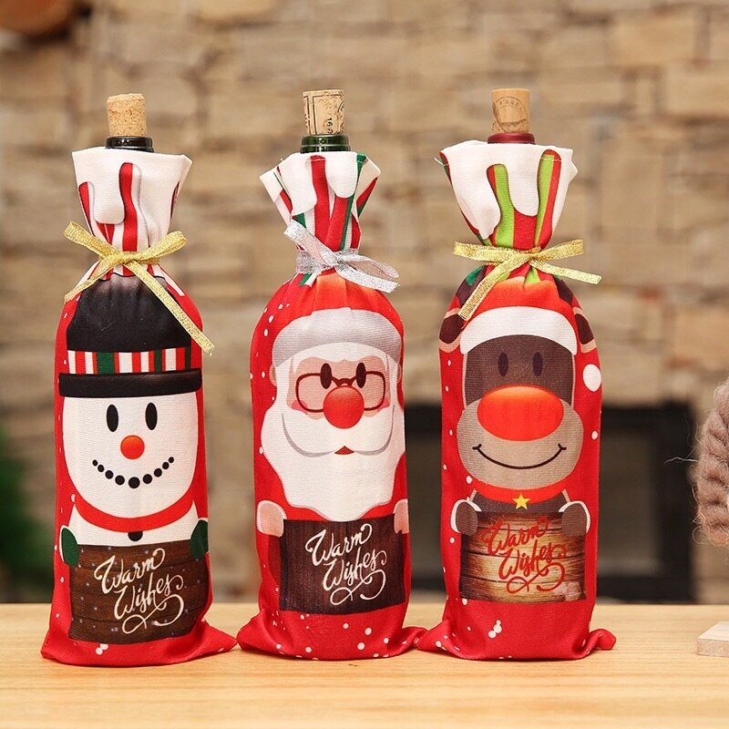 Decorações para garrafa de vinho feliz natal, capa para natal para casa 2020, ornamento de natal, decoração de ano novo, presentes de natal navidad2015