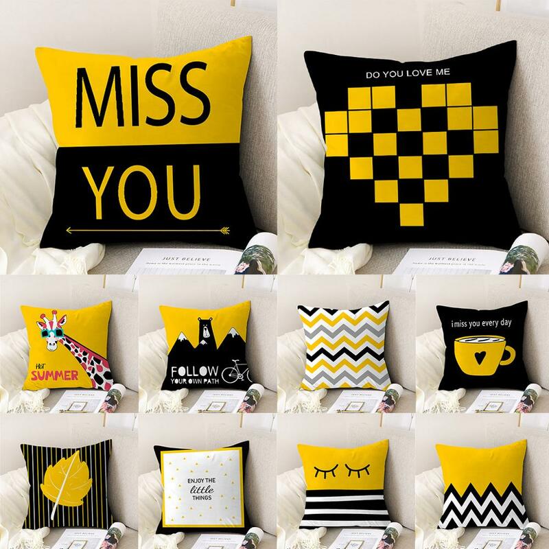 Nuovo stile geometrico giallo federa cuscino decorativo per divano fai da te stampato cuscino sedia auto cuscino decorazione della casa di natale