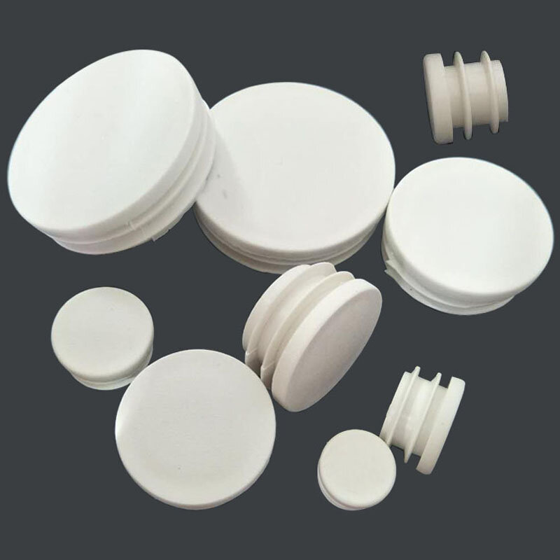 20pcs/lot White Plastic Blanking End Caps Round Pipe Tube Cap Insert Plugs Bung For Furniture Tables Chairs Protector