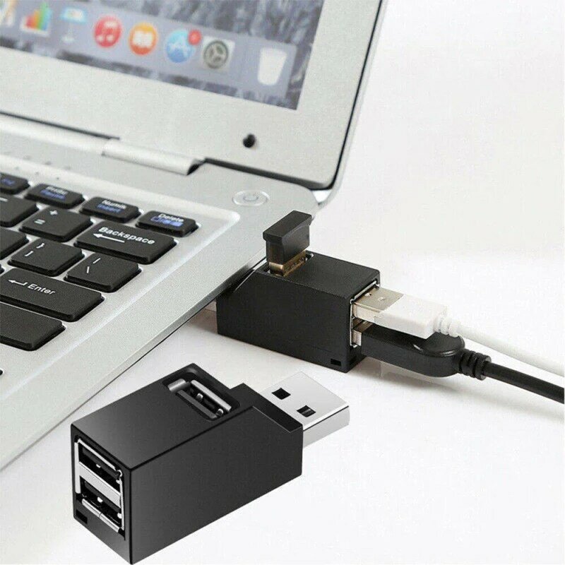 Mini Hub USB 2.0 haute vitesse, boîte de séparation Hub3 pour PC portable Port USB 2.0 jusqu'à 480Mbps 1Pc 3 ports